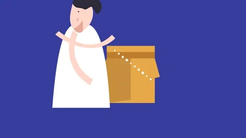 Flat Design Animation: Unboxing Tech Overwhelm And Returning Package Stock Footage 333493661