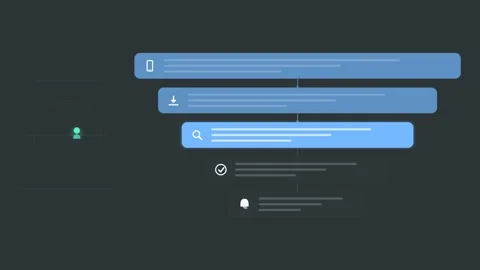 Flat design App download funnel animation - graphite marketing motion graphic Stock Footage 342627401