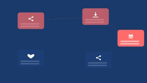 Flat design App referral journey animation - cobalt blue marketing motion 스톡 동영상 342627130