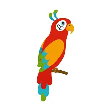 Flat design ara parrot isolated on white background. Illustrazione stock