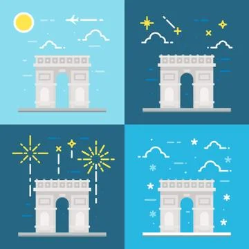 Flat design of Arc de Triomphe France Stock Illustration