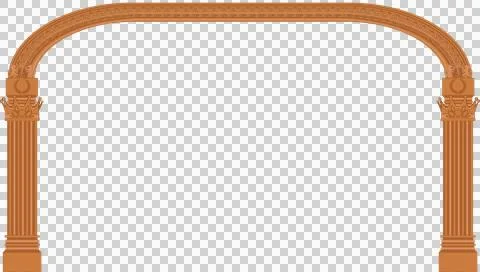 Flat design arch is appearing on transparent background with fluted columns, Stock Illustration