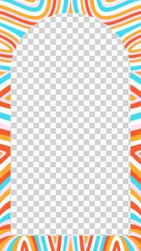 Flat design arch-shaped frame is showcasing psychedelic wavy stripe border, Stock Illustration