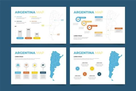 Flat design argentina map infographic Stock Illustration