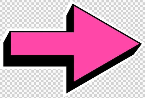 Flat design arrow is floating on transparent background with bright pink fill 스톡 일러스트