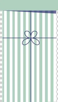 Flat design art featuring green-white stripes with dark blue cross and bow, Stock Illustration