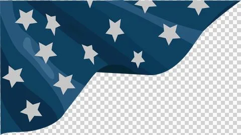 Flat design artwork is presenting waving blue banner with white stars, Stockillustratie