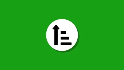Flat design ascending sort icon animation on green background representing .. Stock Footage 327762783