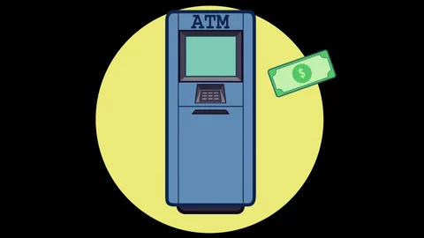 Flat design ATM deposit animation Stock Footage 333198053