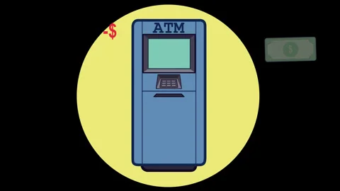 Flat design ATM withdrawal animation Stock Footage 333198054
