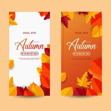 Flat design autumn sale banners collections Stock Illustration