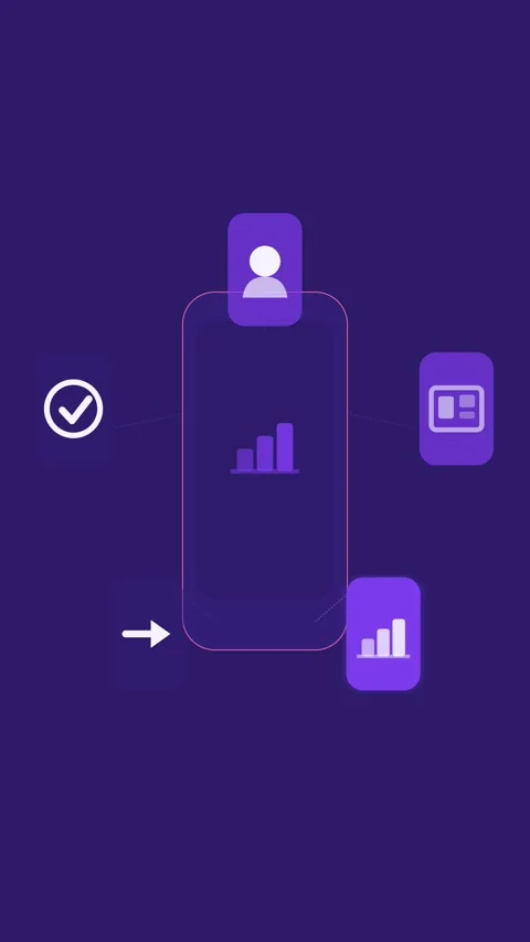 Flat design B2B lead scoring journey animation - violet marketing motion Video stock 342626761