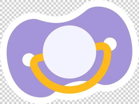 Flat design baby pacifier floating on transparent background with lavender Stock Illustration