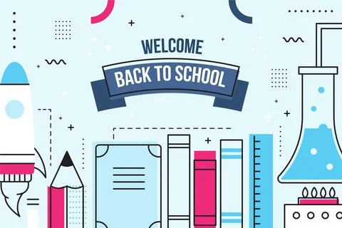 Flat design back to school background with elements Stock Illustration