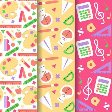Flat design back to school pattern set 库存插图
