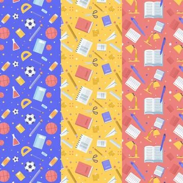Flat design back to school patterns 스톡 일러스트