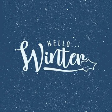 Flat design background with letter Hello Winter for greeting card Stock Illustration