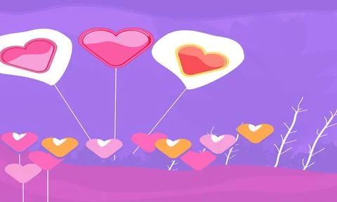 Flat Design Background With Valentine Theme Vector Stock Illustration