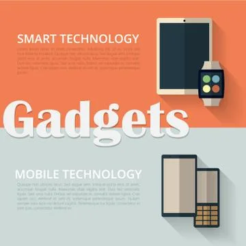 Flat design banners. Tablet pc, smart watch and phones Illustrazione stock