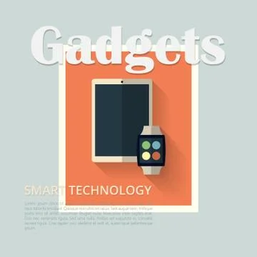 Flat design banners. Tablet pc and smart watch Stock Illustration
