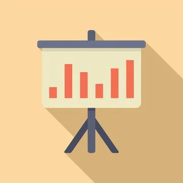 Flat design bar chart presentation on tripod Illustrazione stock