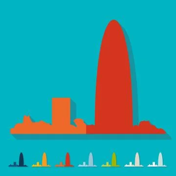 Flat design. Barcelona skyline Stock Illustration