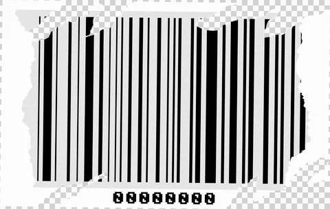 Flat design barcode is floating on torn paper edges, eight code blocks, Illustrazione stock