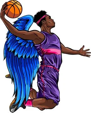 Flat design basketball player dunk vector illustration on white background Stock Illustration