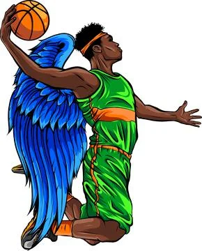Flat design basketball player dunk vector illustration on white background Stock Illustration