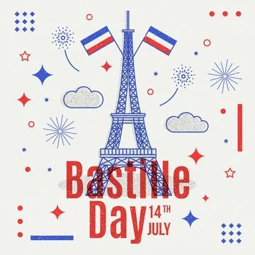 Flat design bastille day concept 库存插图