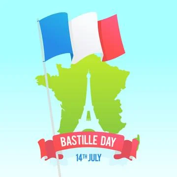 Flat design bastille day event illustration Stock Illustration