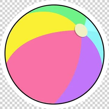 Flat design beach ball is showing colorful curved panels and pale patch on Stock Illustration