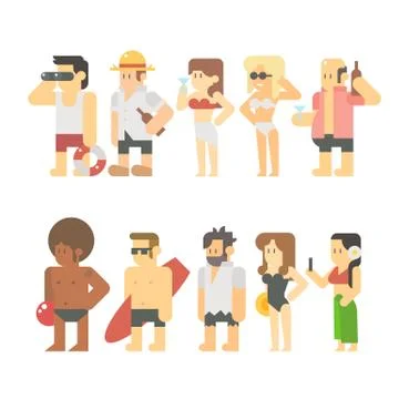 Flat design of beach people Stock Illustration