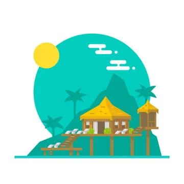 Flat design of beach villa Stock Illustration