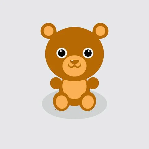 Flat design bear cartoon illustration. Cute bear cartoon illustration Stock Illustration