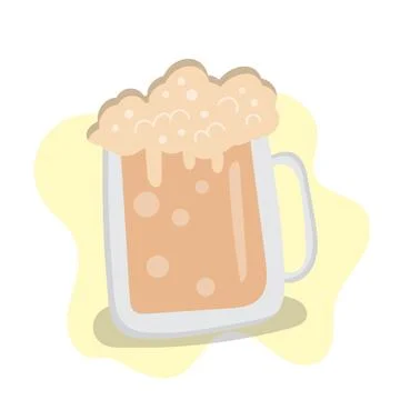 Flat Design Beer Glass Vector Stock Illustration