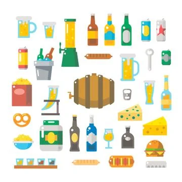 Flat design of beer items set Stock Illustration