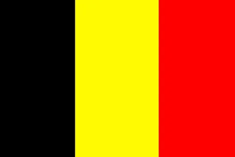 Flat design Belgian flag is showing vertical black yellow red stripes on Stock Illustration