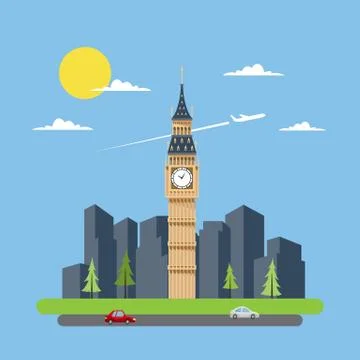 Flat design of Big Ben Stock Illustration