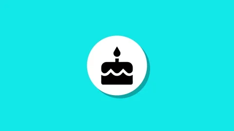 Flat design birthday cake icon animation on white circle against blue backg.. Stock Footage 327762633