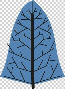 Flat design blue leaf is being shown on transparent background, showing 库存插图