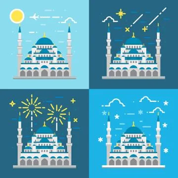 Flat design of Blue mosque Istanbul Turkey Stock Illustration