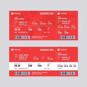 Flat design boarding pass template Stock Illustration