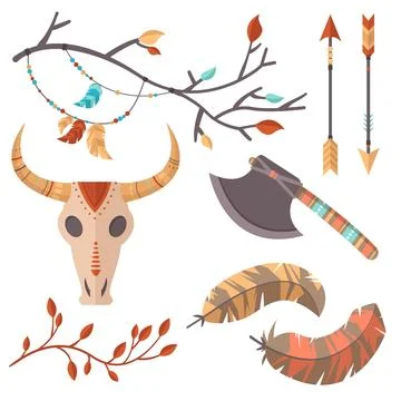 Flat design boho element collection Stock Illustration