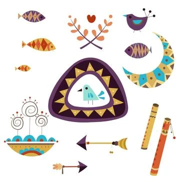 Flat design boho element collection Stock Illustration