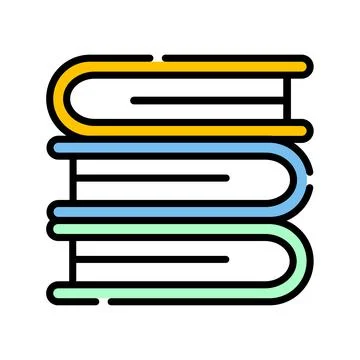 Flat design book icon with outline education and learning concept Stock Illustration