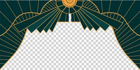 Flat design border is featuring fan motifs and radial lines on transparent イラスト素材