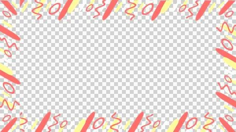 Flat design border pattern is showing coral-yellow brush motifs on transparent Stock Illustration
