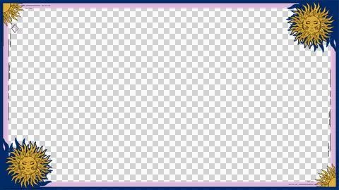 Flat design border showing golden suns, pink navy lines, geometric accents, 스톡 일러스트