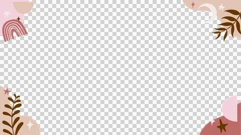 Flat design border is showing pastel blobs, leaf sprigs, moon on transparent Illustrazione stock
